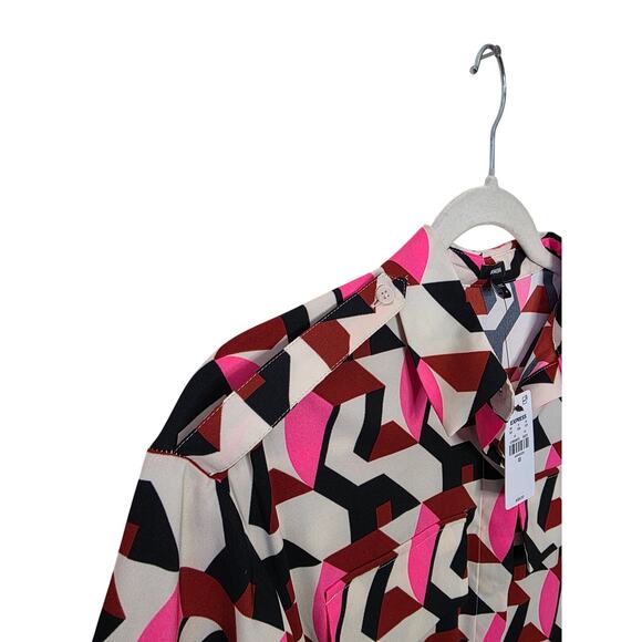 NWT EXPRESS Printed Tie Wais Long Sleeve Shirt Dress - Picture 6 of 8